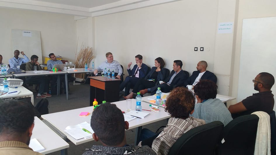 An investor's panel being led by GrowthAfrica Founder and CEO Johnni Kjelsgaard.